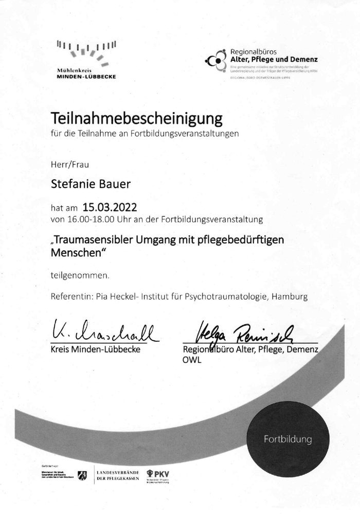Zertifikat Traumasensibler Umgang